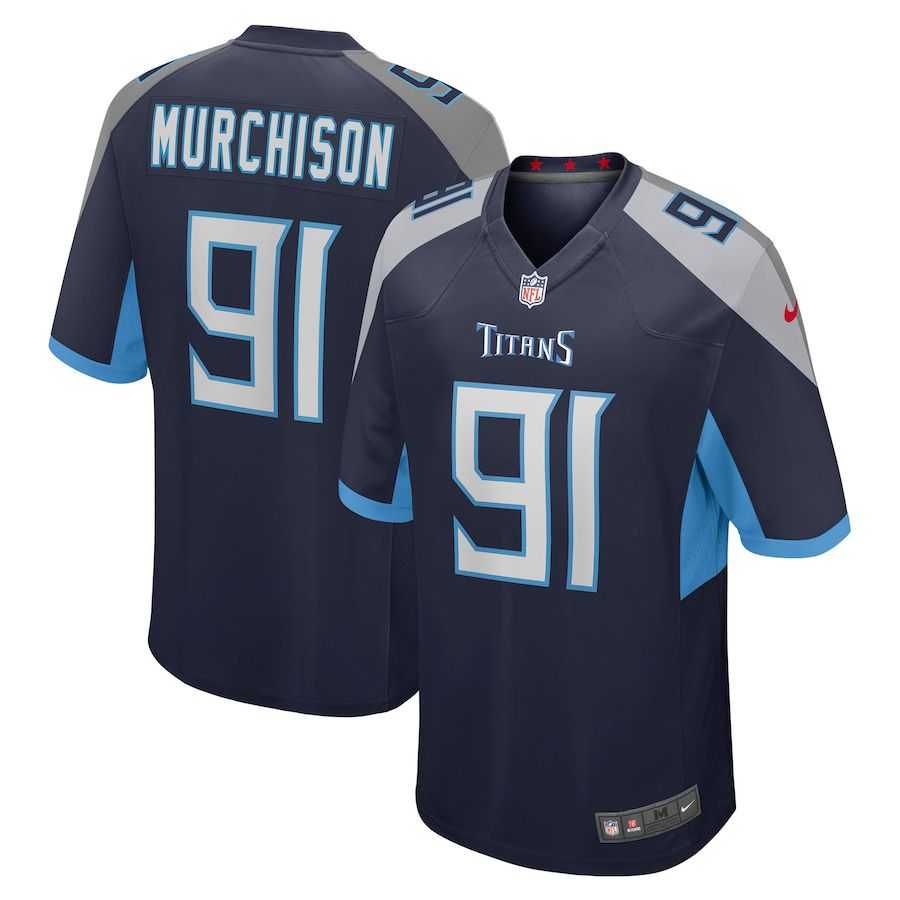 Men Tennessee Titans 91 Larrell Murchison Nike Navy Game NFL Jersey